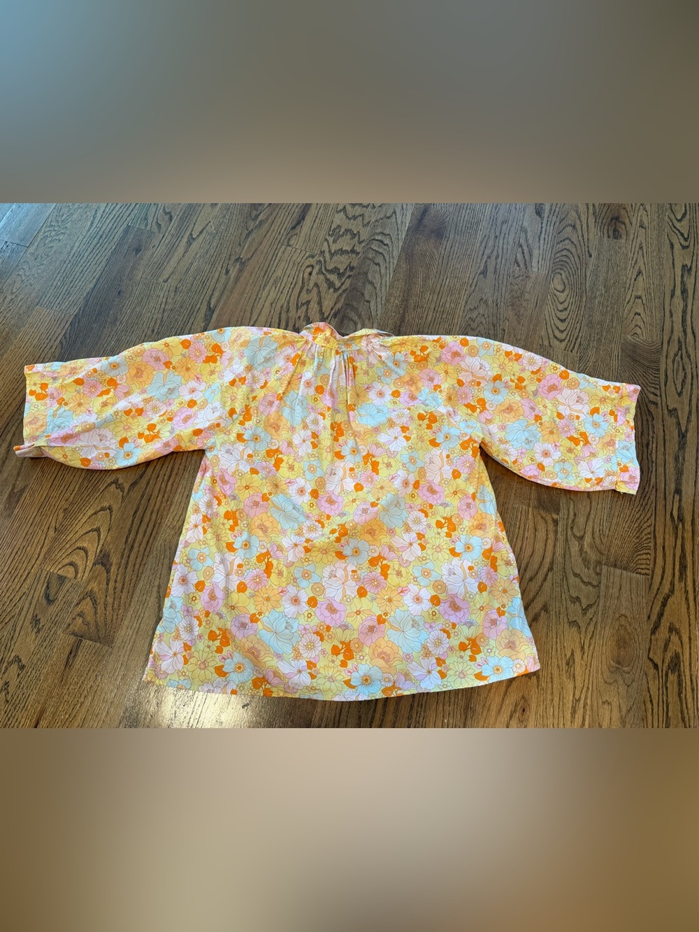 Karlie London Floral Poplin open sleeve top vibrant multi-color floral print M - Picture 7 of 7